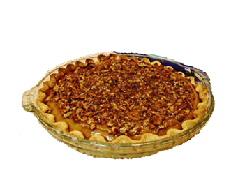 homemade pumpkin pie with pecans, from a fresh pumpkin