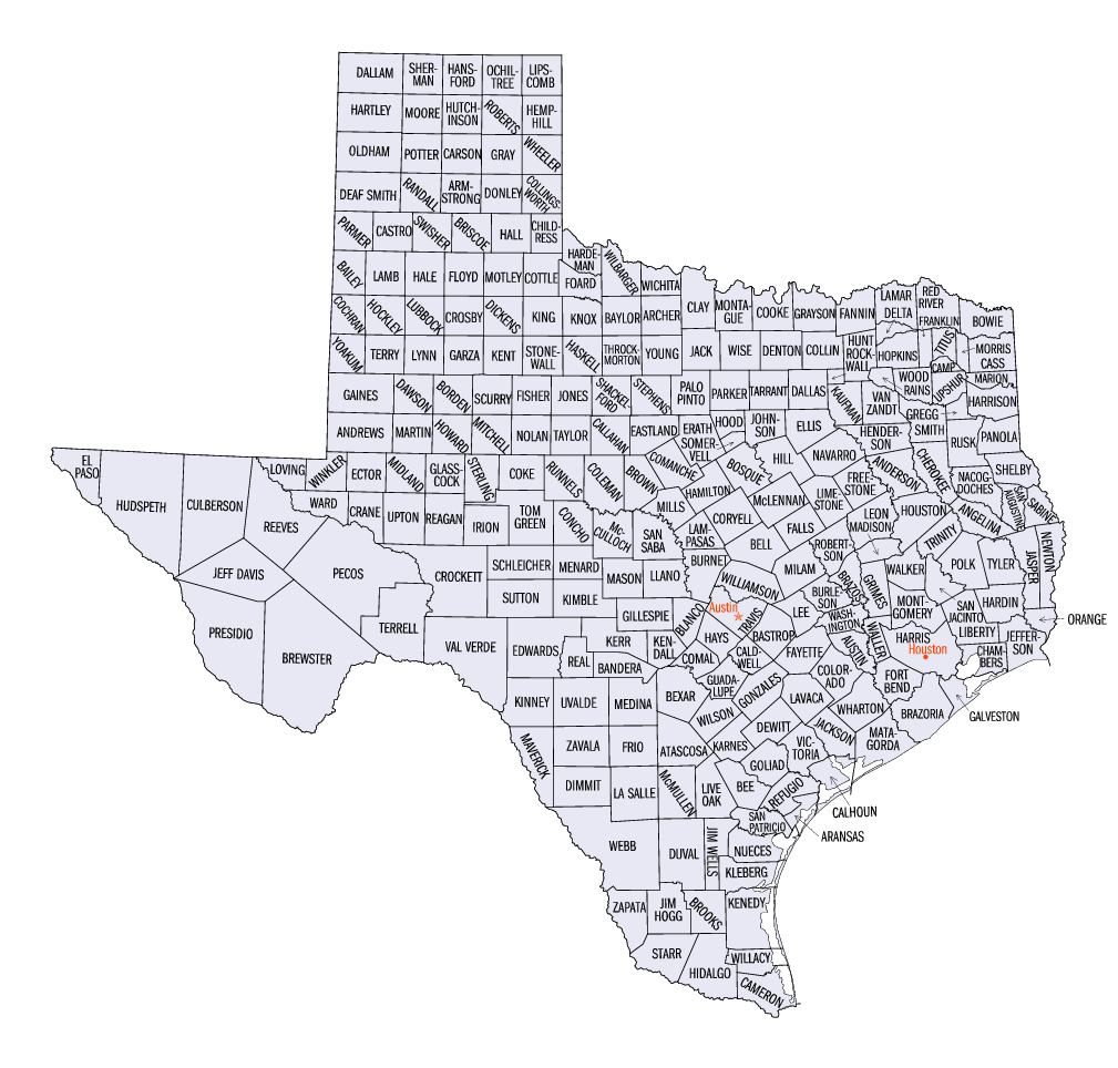 TX County Map